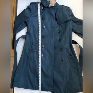 Women's Double Breasted Trench Coat L Navy Belted